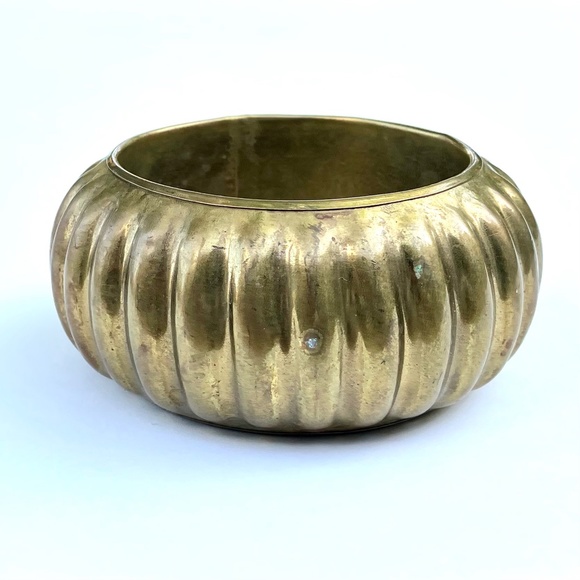 Vintage Wide Brass Indian Bracelet - Picture 3 of 6